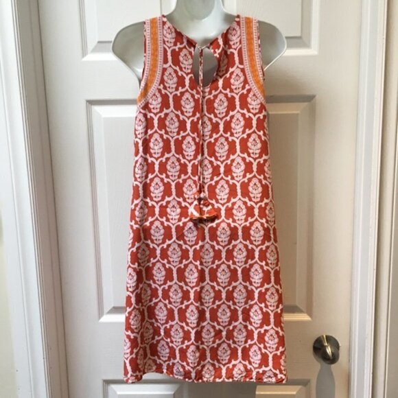 𝅺hatley Orange White Floral Print Sleeveless Dress - Picture 5 of 9